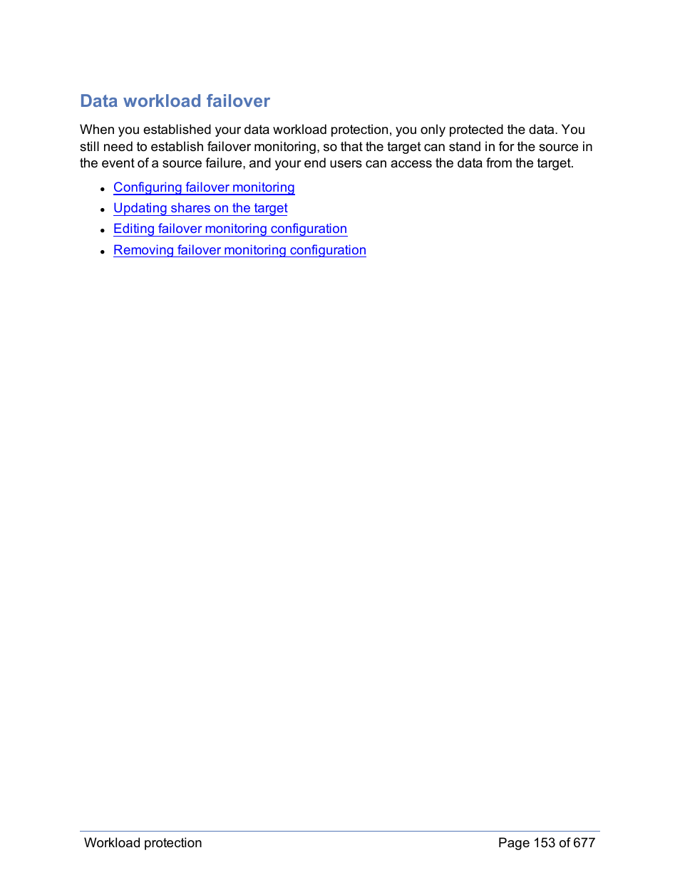 Data workload failover | HP Storage Mirroring Software User Manual | Page 154 / 678