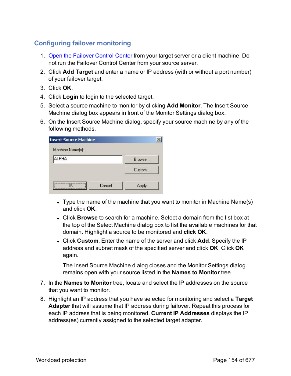 Configuring failover monitoring | HP Storage Mirroring Software User Manual | Page 155 / 678