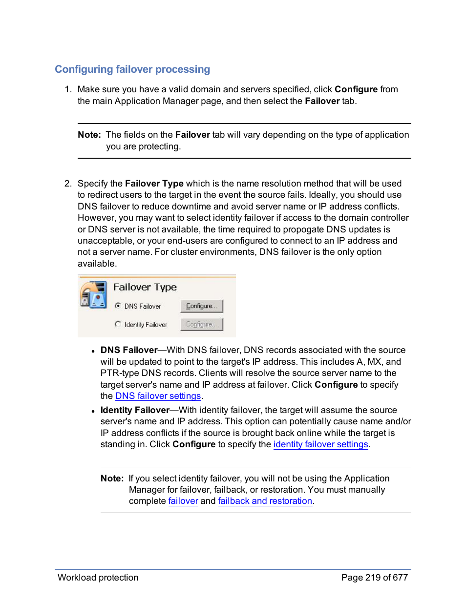 Configuring failover processing | HP Storage Mirroring Software User Manual | Page 220 / 678