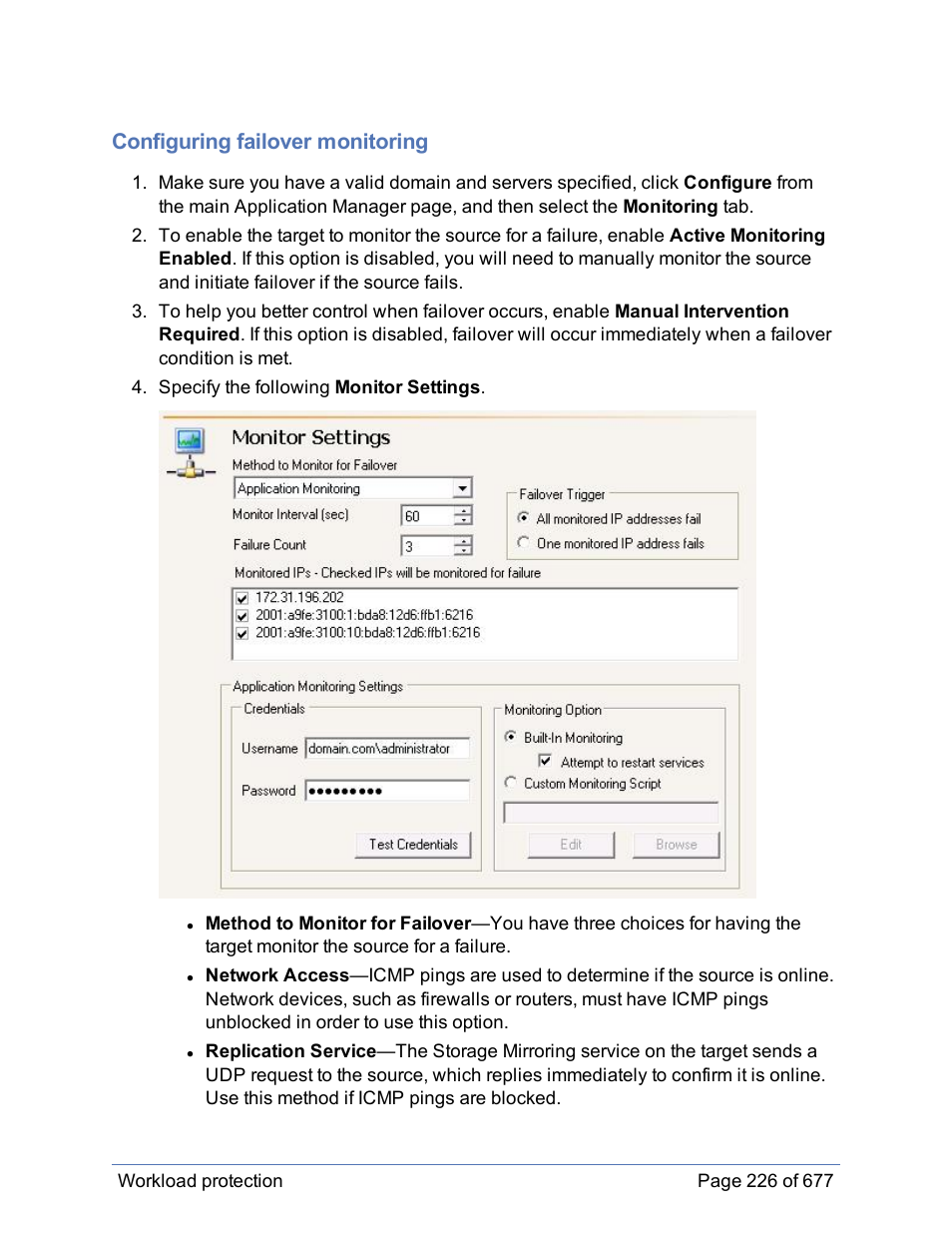 Configuring failover monitoring | HP Storage Mirroring Software User Manual | Page 227 / 678