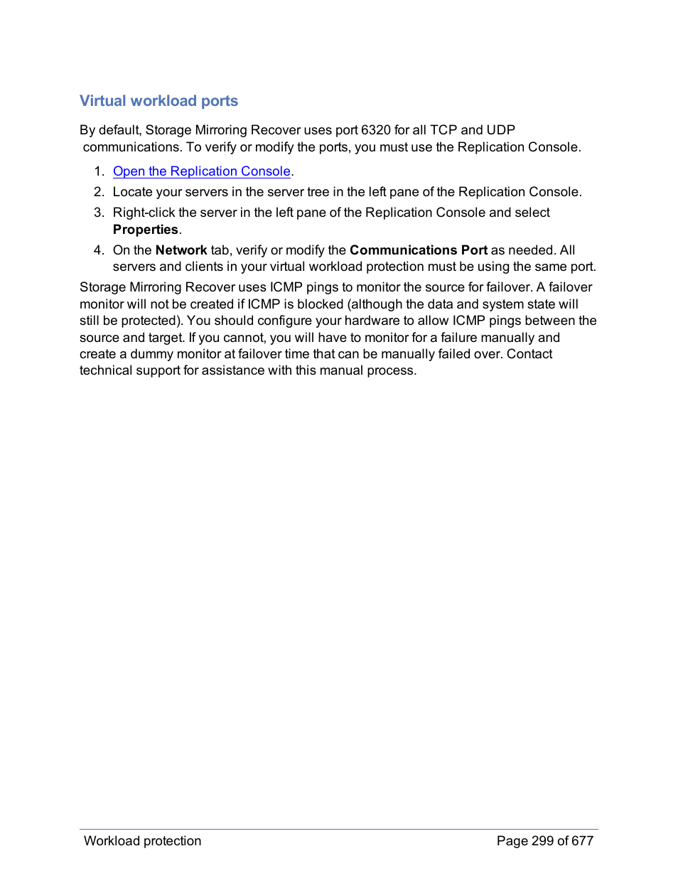 Virtual workload ports | HP Storage Mirroring Software User Manual | Page 300 / 678