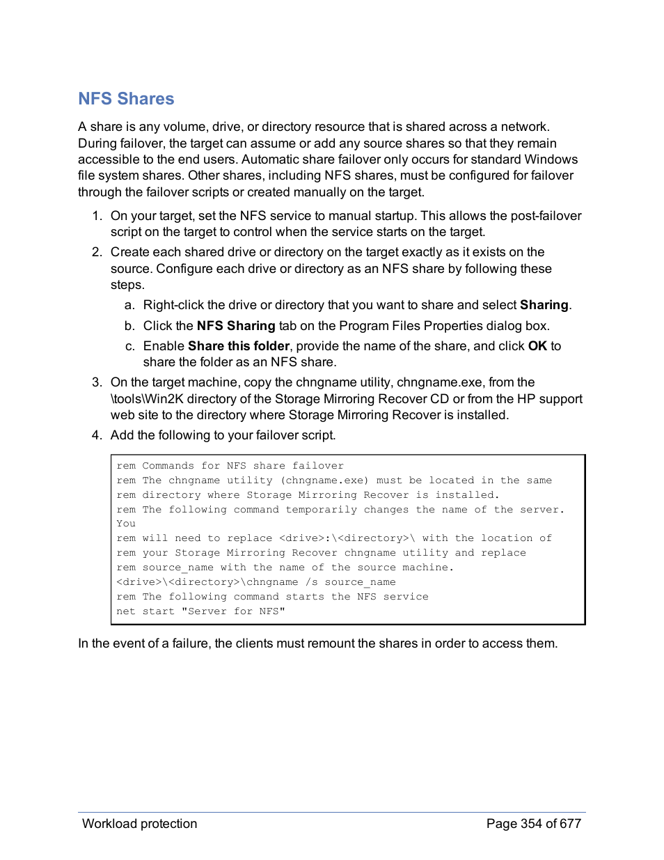 Nfs shares | HP Storage Mirroring Software User Manual | Page 355 / 678