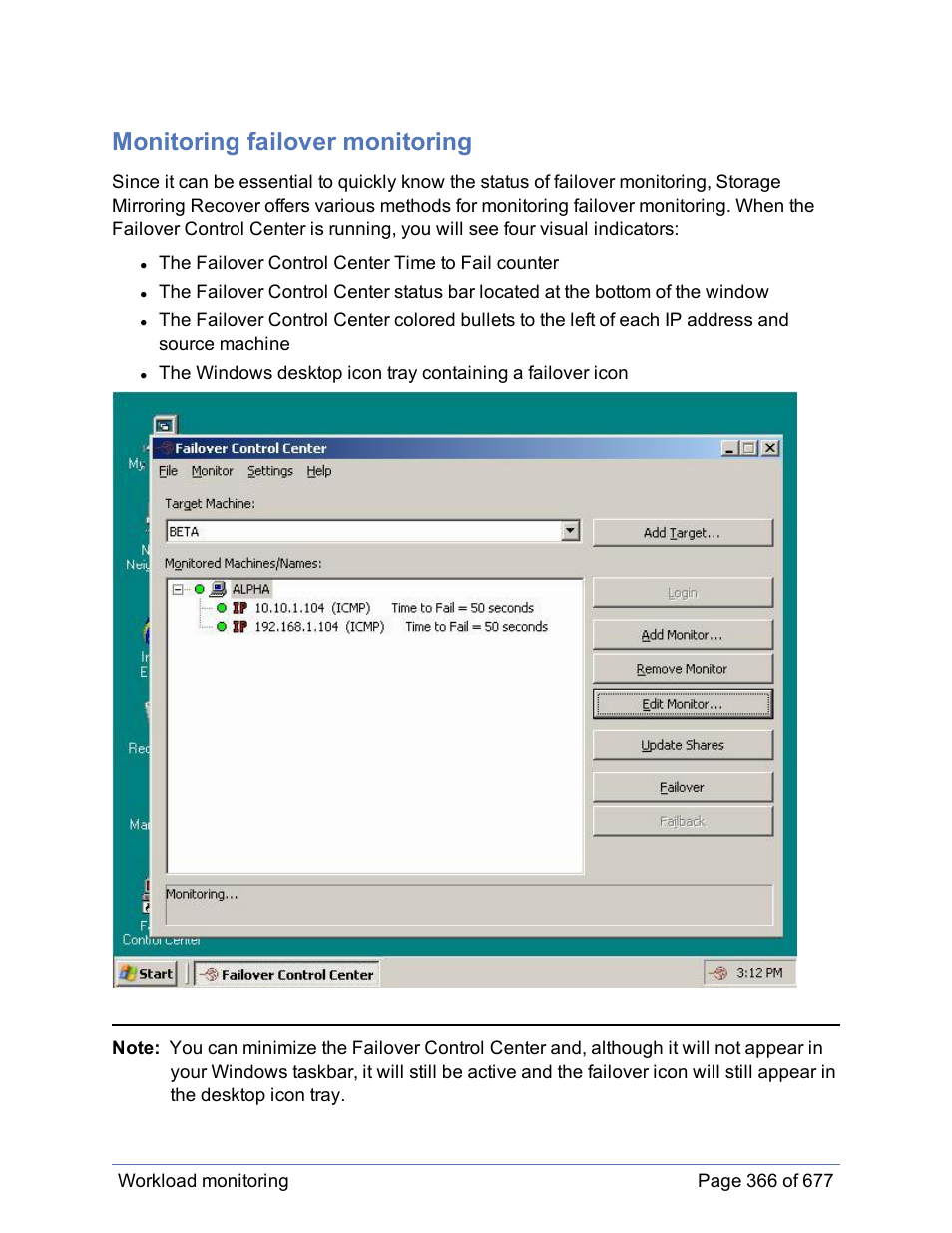 Monitoring failover monitoring | HP Storage Mirroring Software User Manual | Page 367 / 678