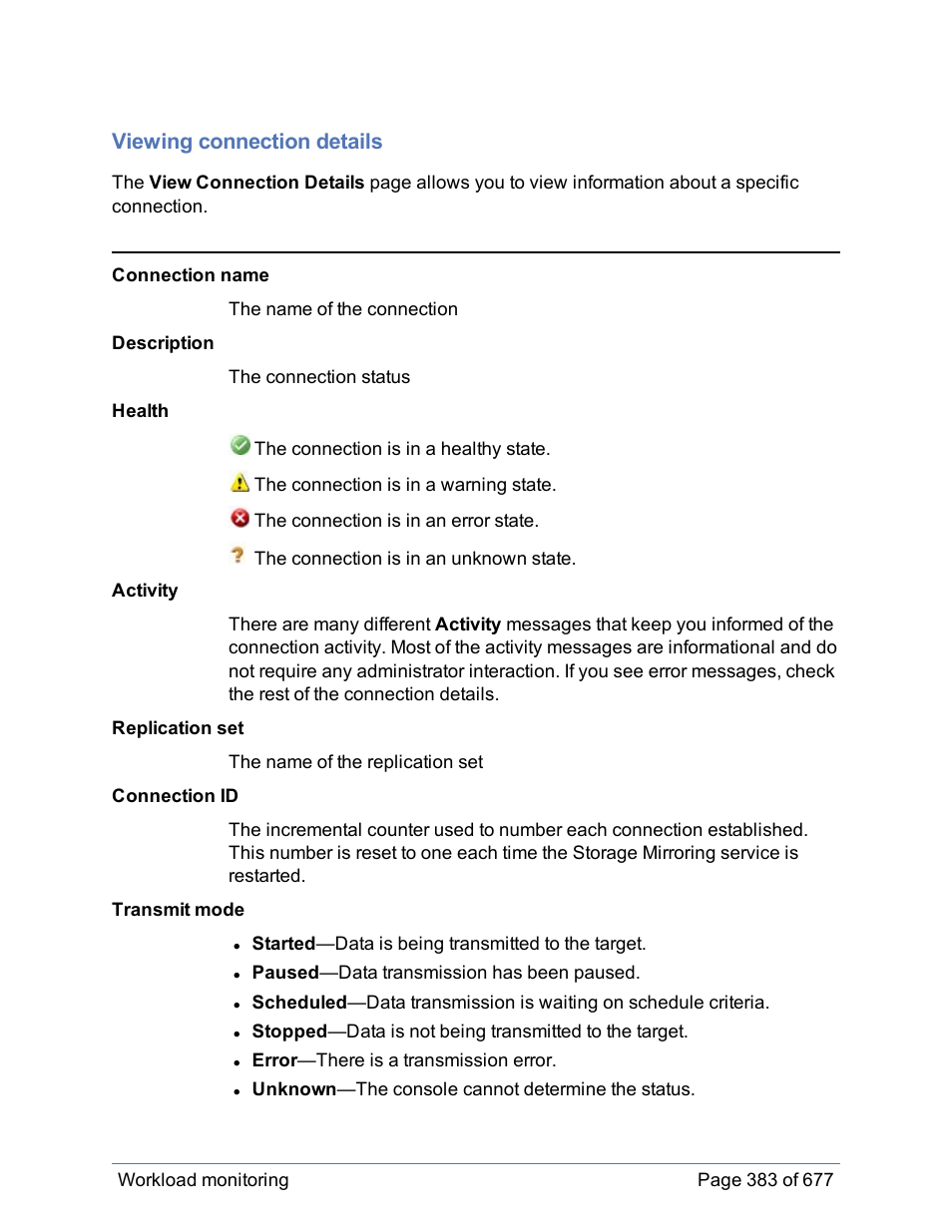 Viewing connection details | HP Storage Mirroring Software User Manual | Page 384 / 678