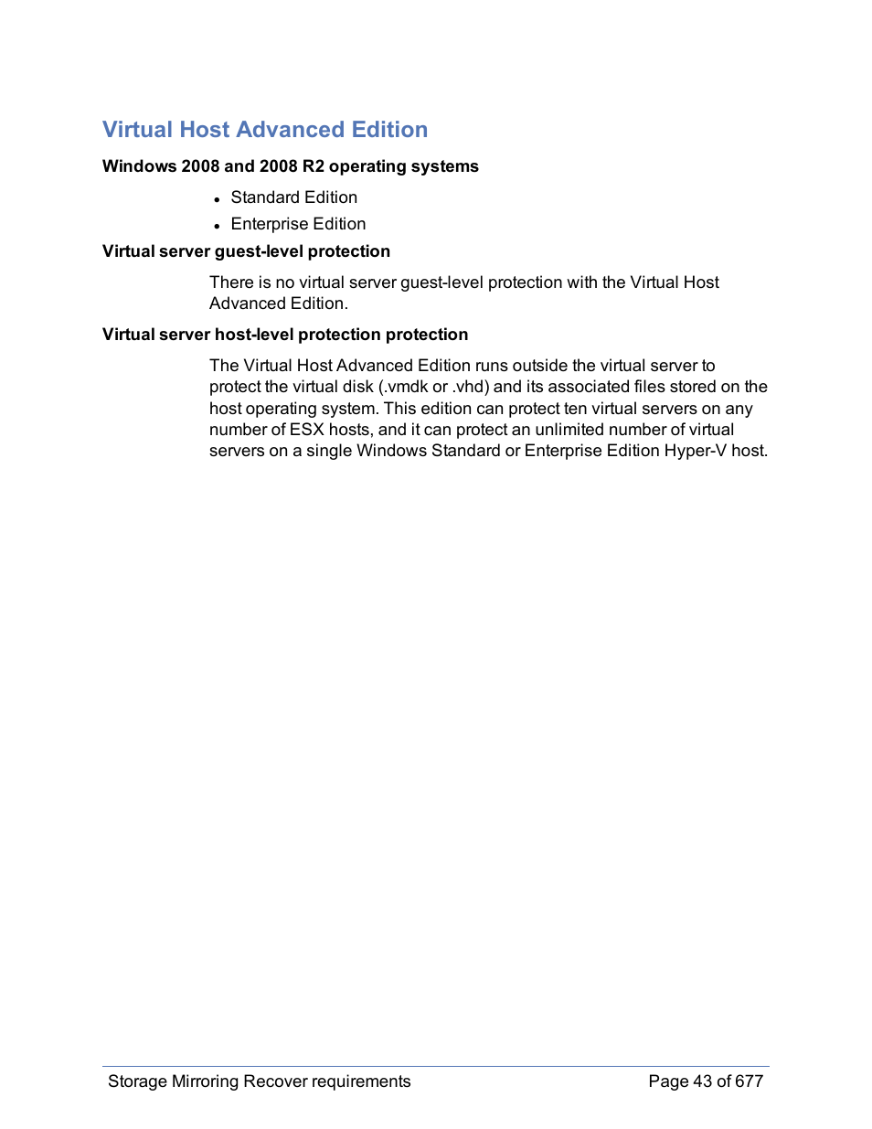 Virtual host advanced edition | HP Storage Mirroring Software User Manual | Page 44 / 678