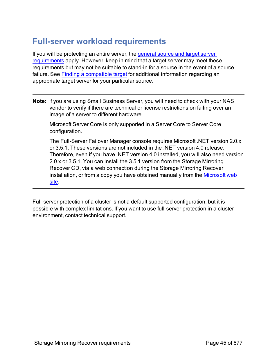 Full-server workload requirements | HP Storage Mirroring Software User Manual | Page 46 / 678
