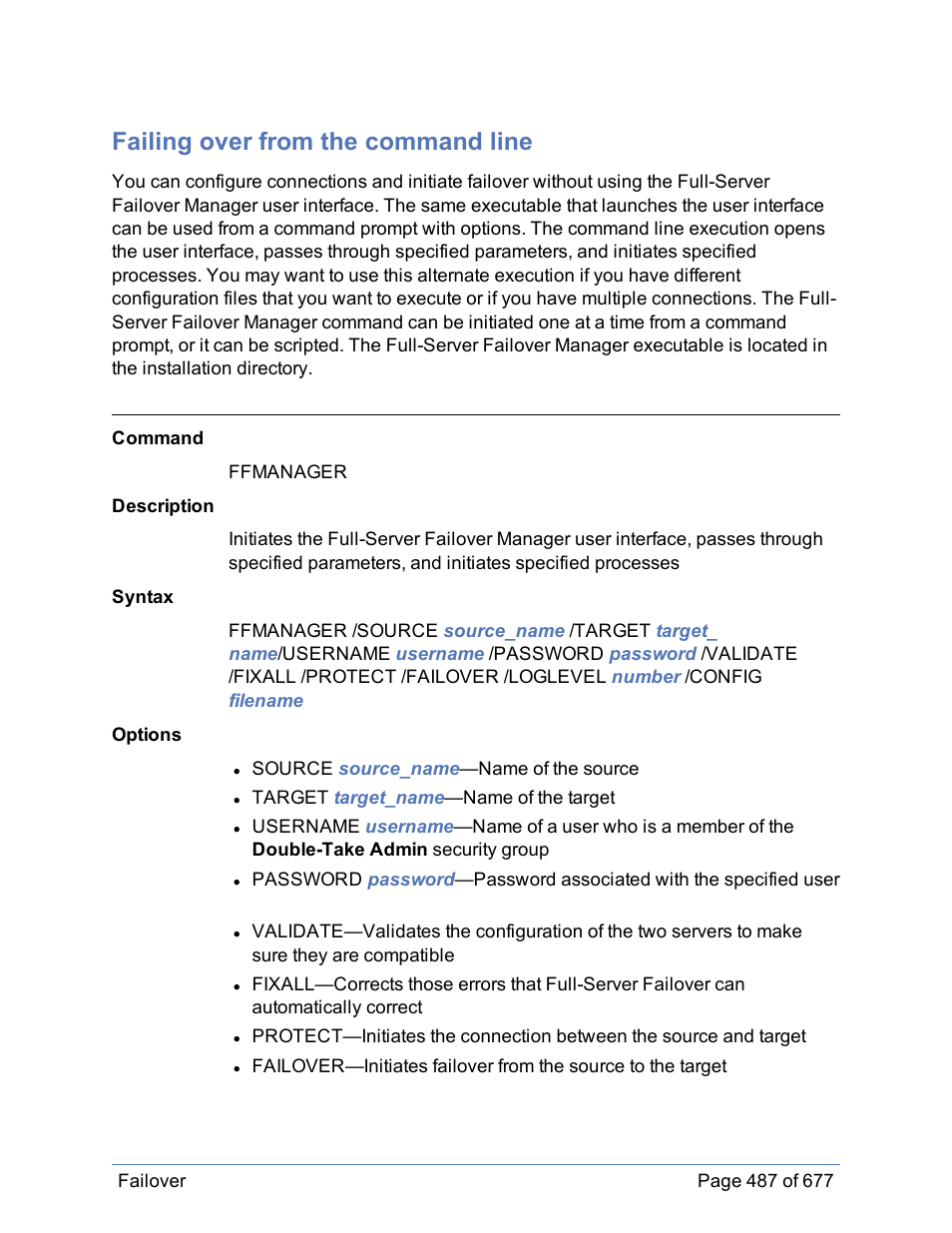 Failing over from the command line | HP Storage Mirroring Software User Manual | Page 488 / 678