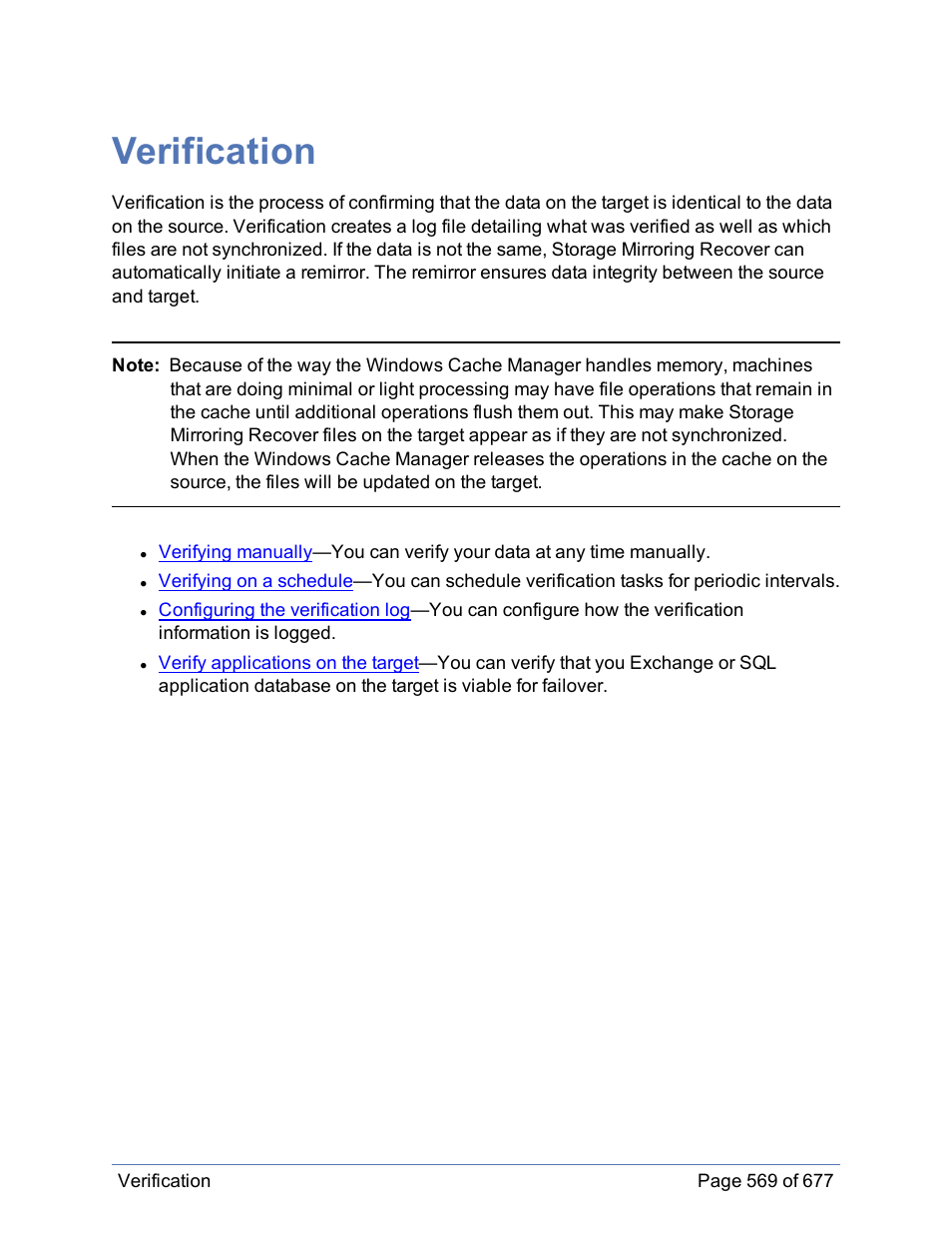 Verification | HP Storage Mirroring Software User Manual | Page 570 / 678