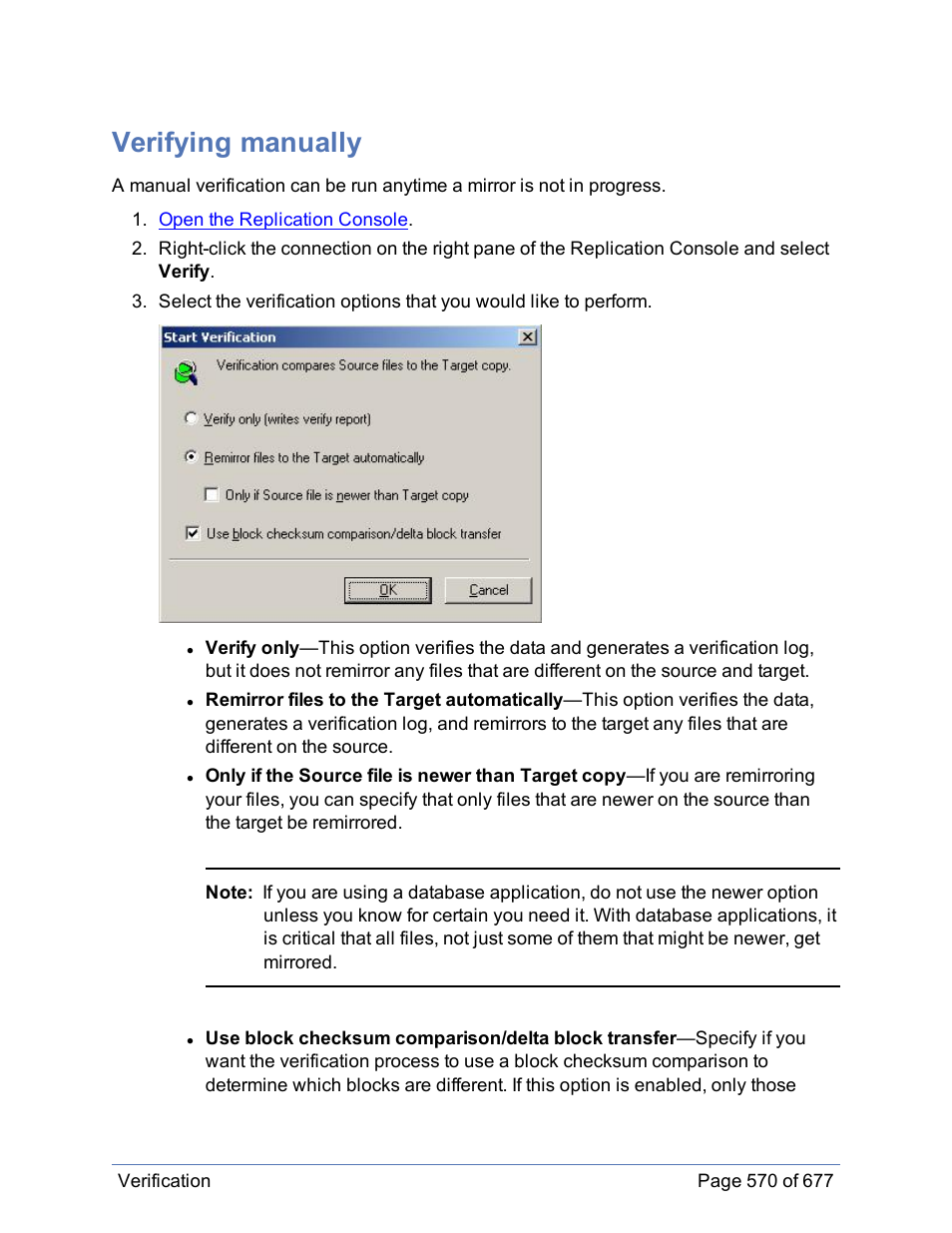 Verifying manually | HP Storage Mirroring Software User Manual | Page 571 / 678