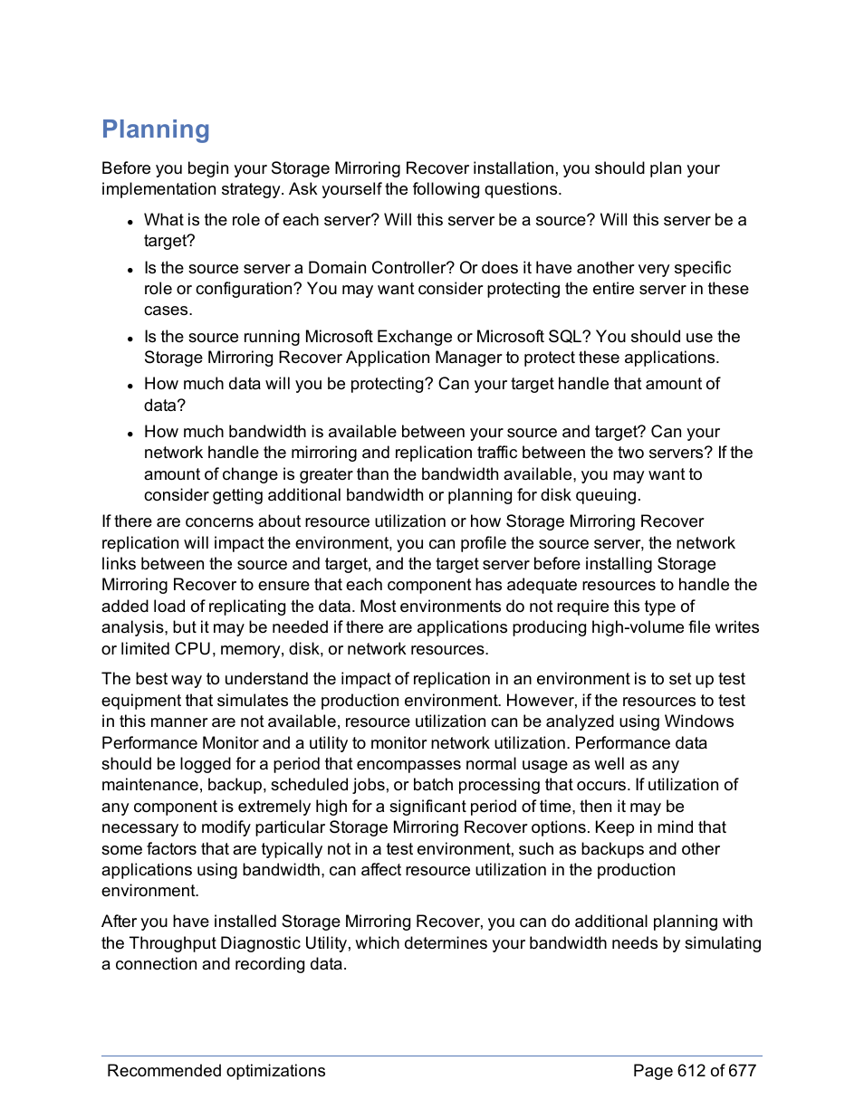 Planning | HP Storage Mirroring Software User Manual | Page 613 / 678