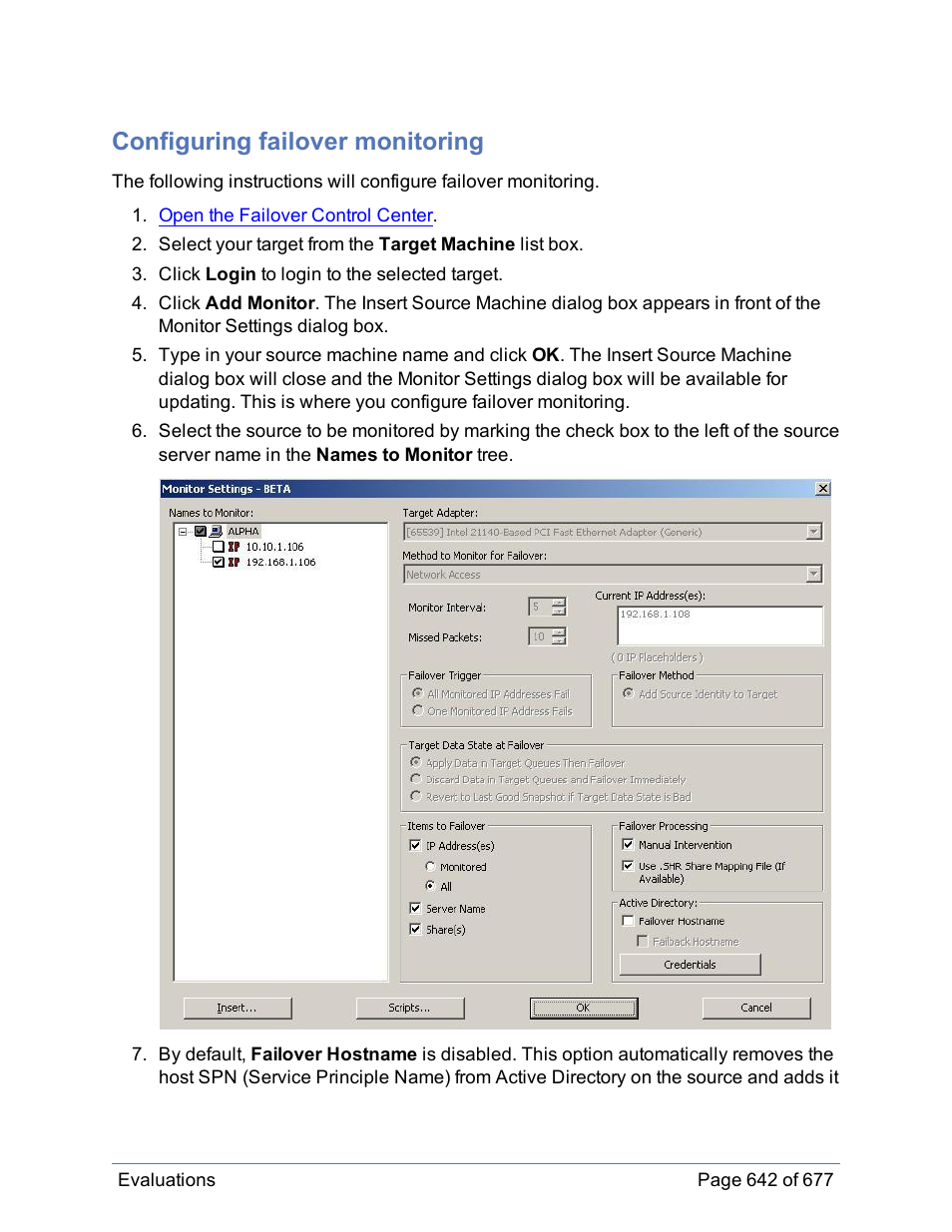 Configuring failover monitoring | HP Storage Mirroring Software User Manual | Page 643 / 678
