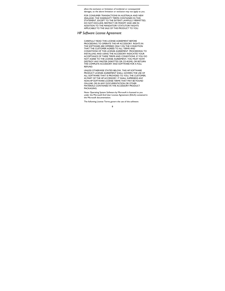 Hp software license agreement | HP Two-button Mouse User Manual | Page 8 / 20