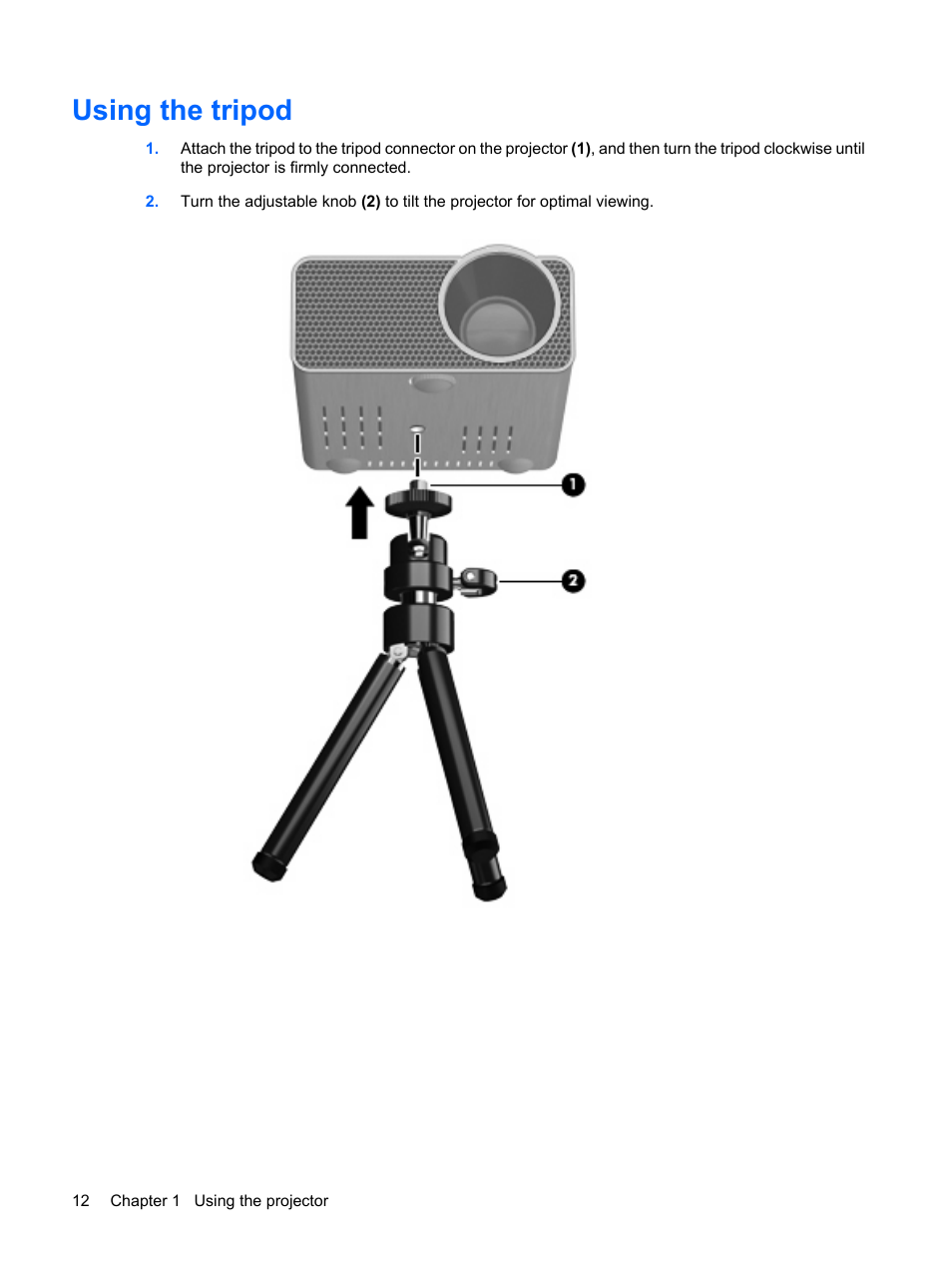 Using the tripod | HP Notebook Projection Companion User Manual | Page 16 / 23