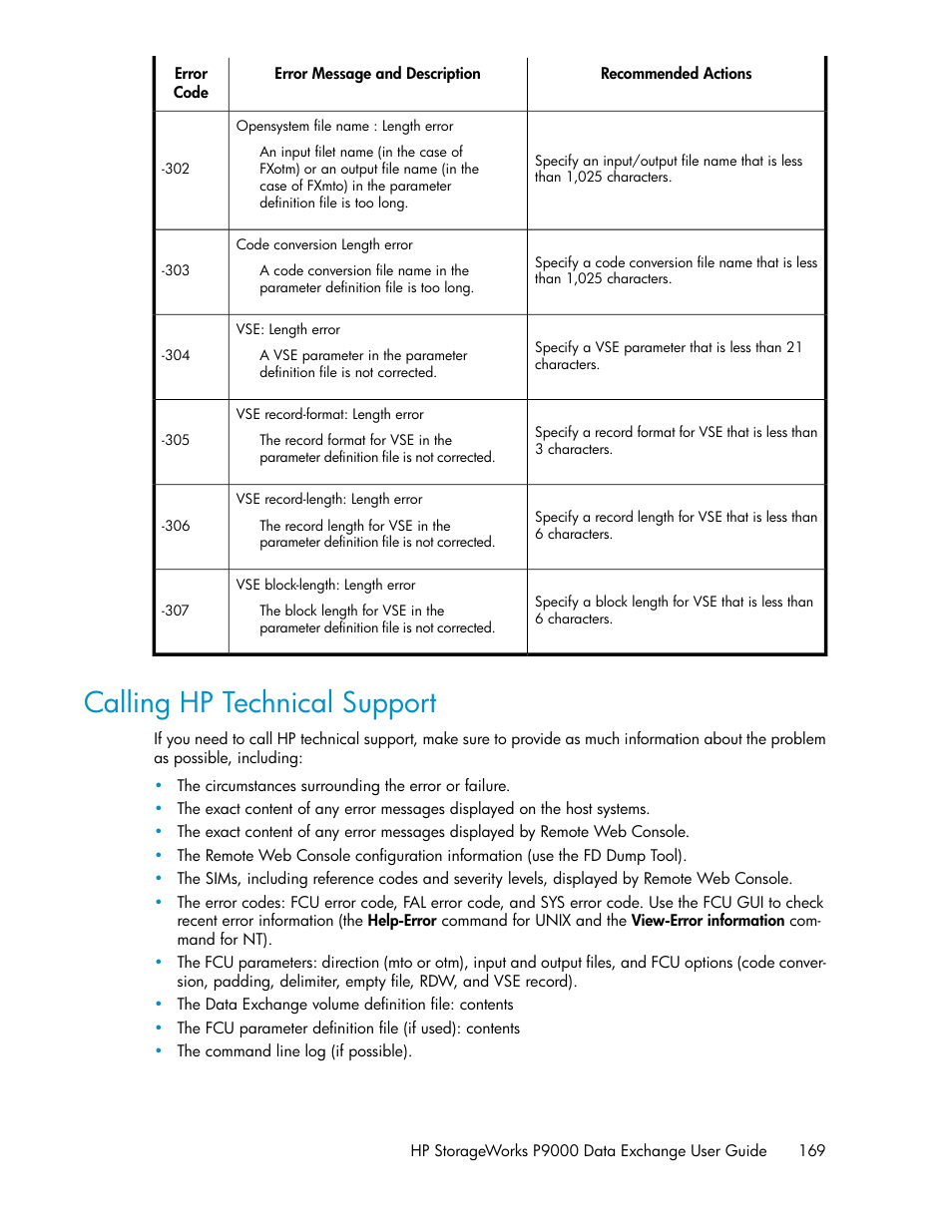 Calling hp technical support | HP XP P9500 Storage User Manual | Page 169 / 182