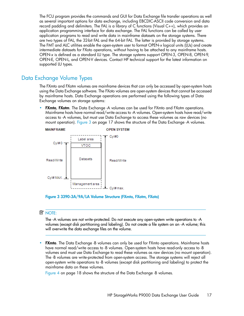 Data exchange volume types | HP XP P9500 Storage User Manual | Page 17 / 182