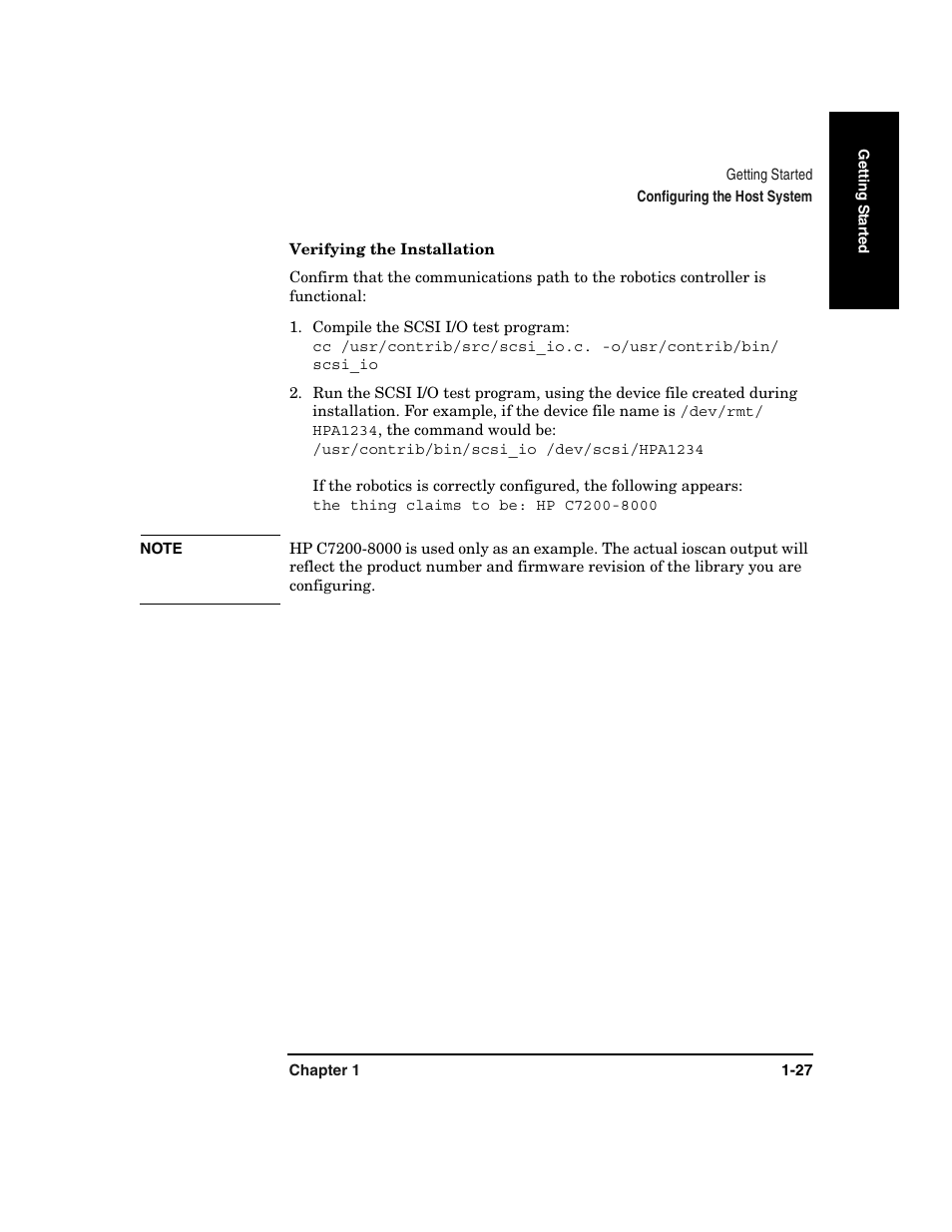 Verifying the installation -27 | HP Surestore 6.140 Tape Library User Manual | Page 43 / 240