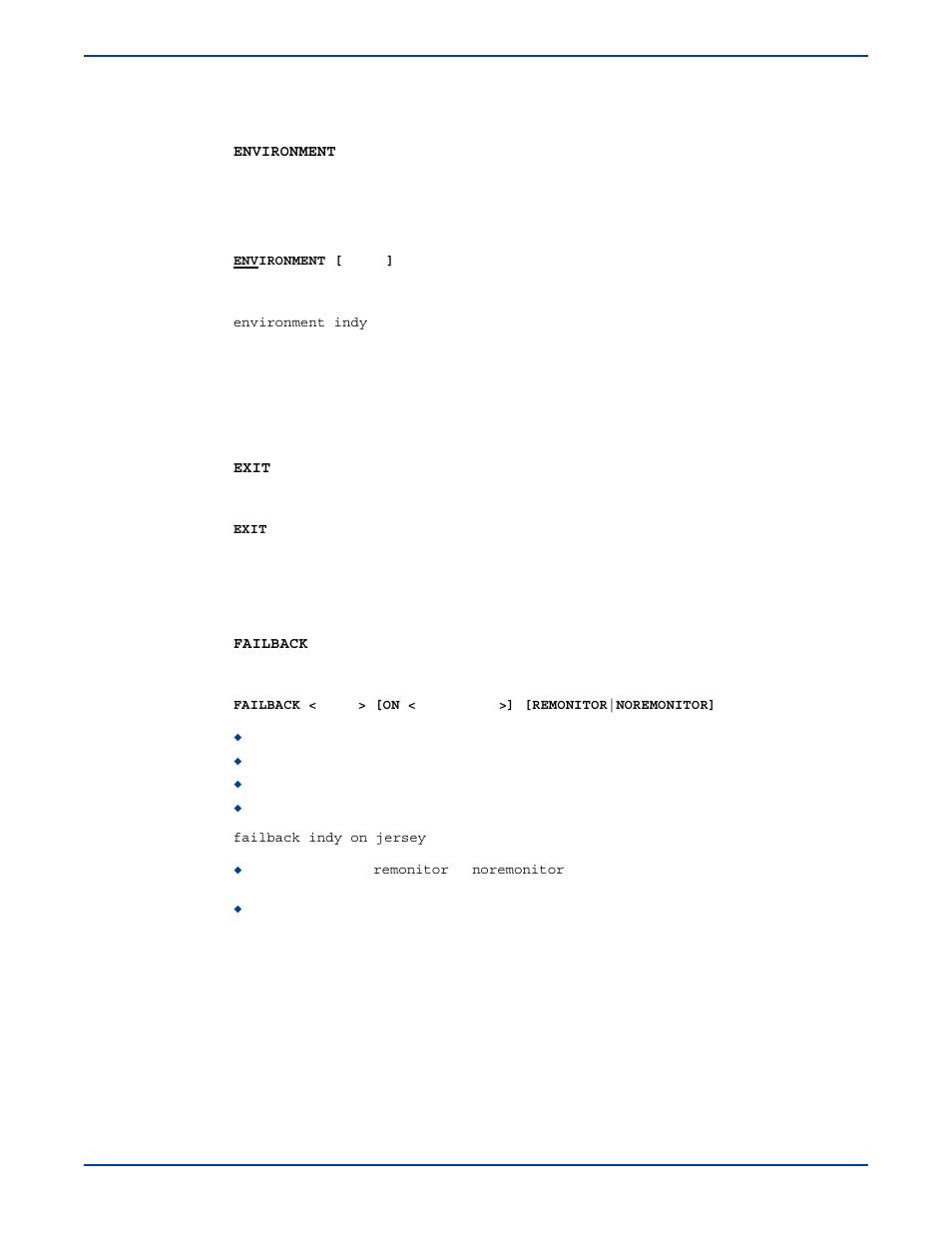 Environment, Exit, Failback | Environment exit failback | HP Storage Mirroring V5 Software User Manual | Page 241 / 285