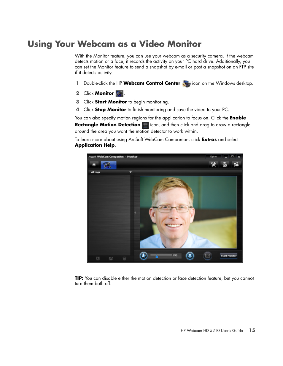 Using your webcam as a video monitor | HP HD-5210 Webcam User Manual | Page 19 / 24