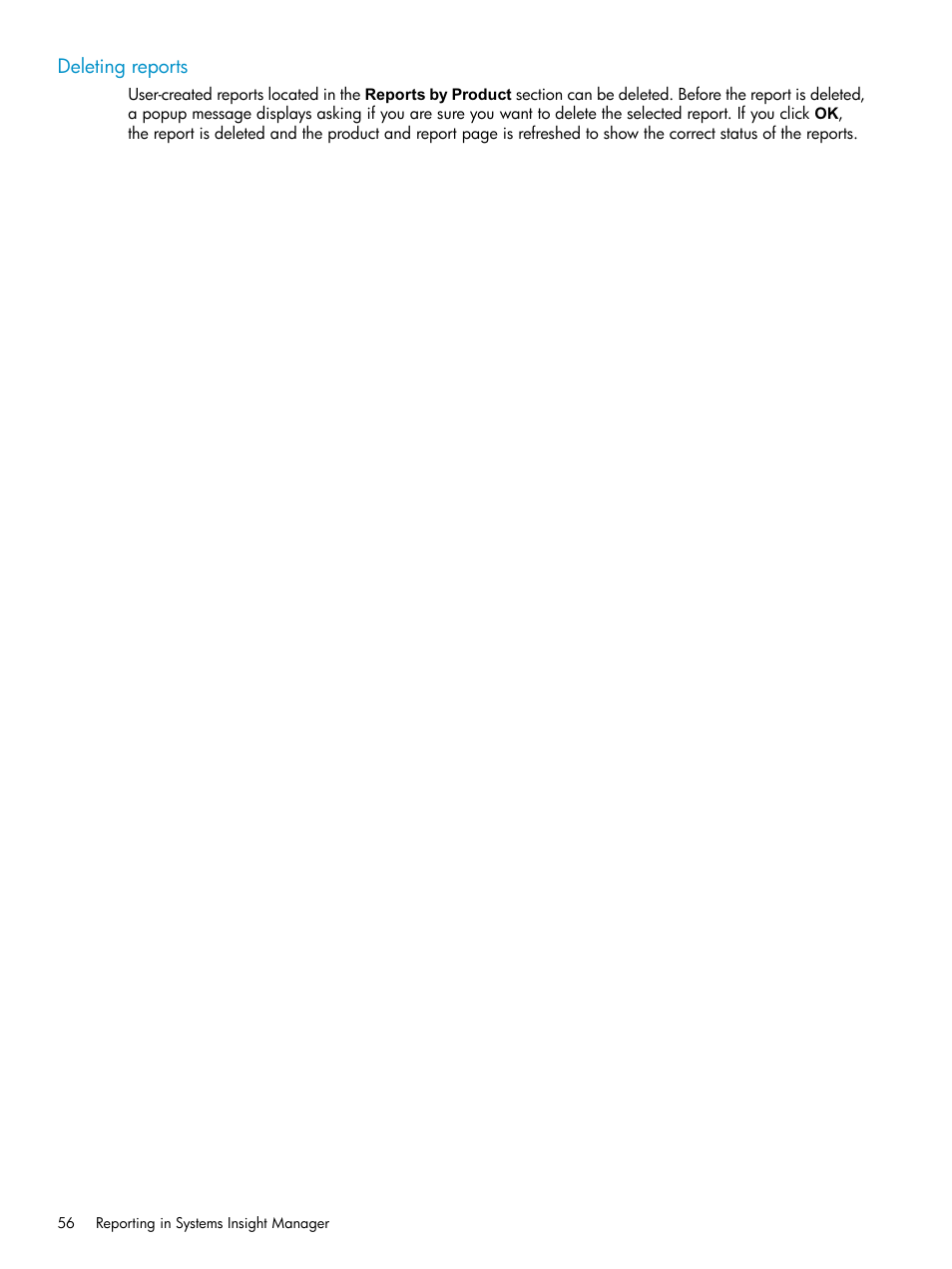 Deleting reports | HP Systems Insight Manager User Manual | Page 56 / 187