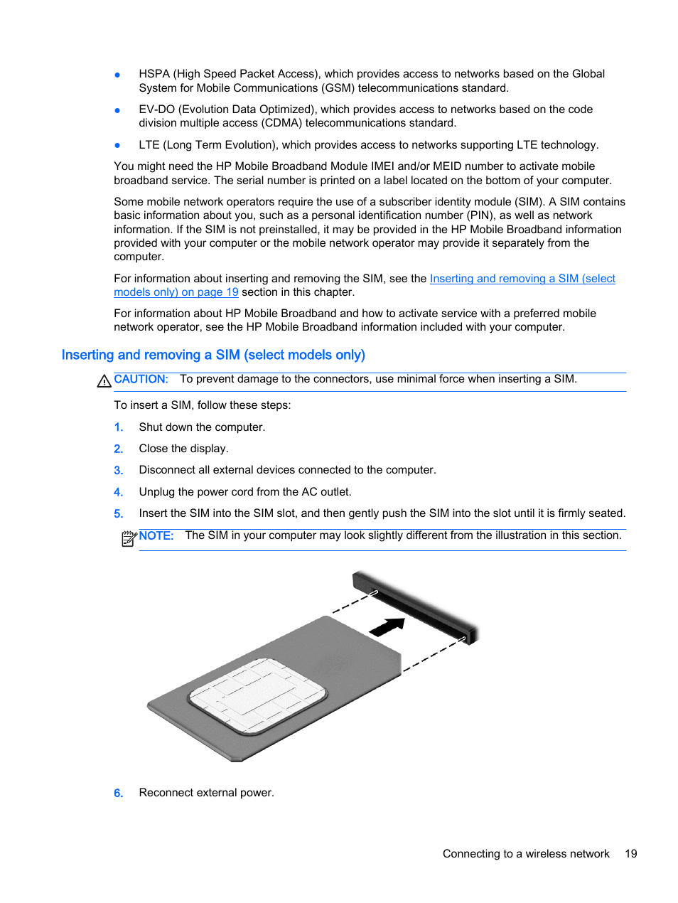 Inserting and removing a sim (select models only) | HP x360 310 G1 Convertible PC User Manual | Page 27 / 72