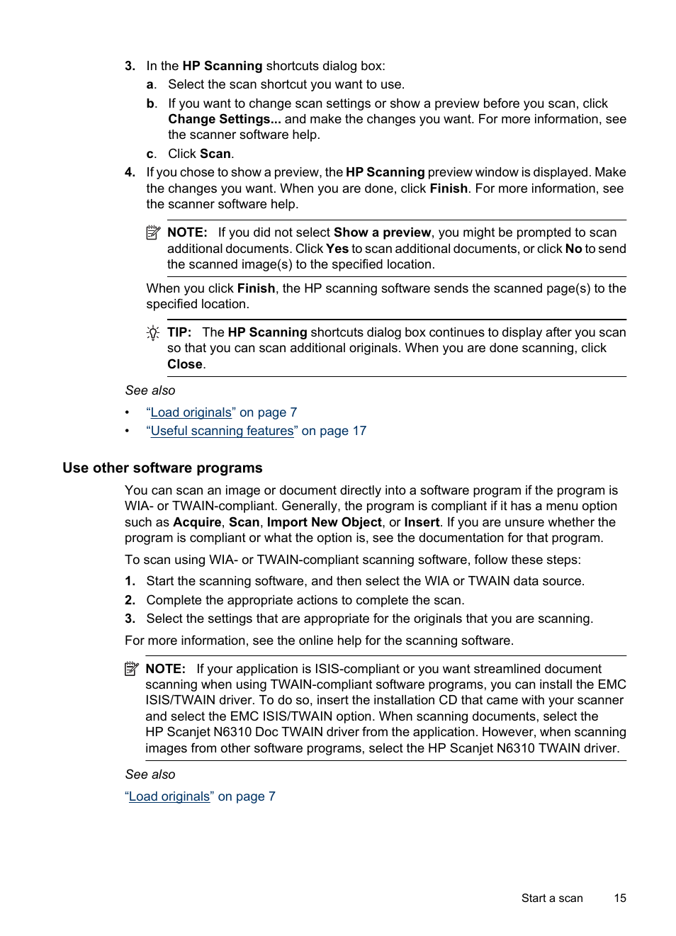 Use other software programs | HP Scanjet N6310 Document Flatbed Scanner User Manual | Page 17 / 48