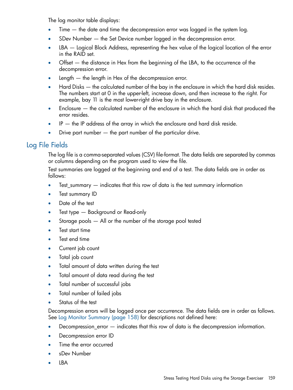 Log file fields, Log file | HP 9000 Virtual Library System User Manual | Page 159 / 268