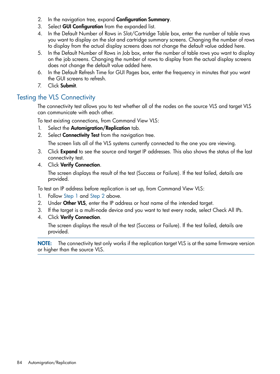 Testing the vls connectivity | HP 9000 Virtual Library System User Manual | Page 84 / 268