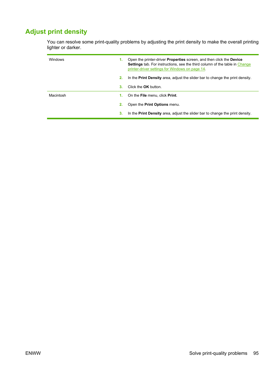 Adjust print density | HP LaserJet P2035 User Manual | Page 105 / 148