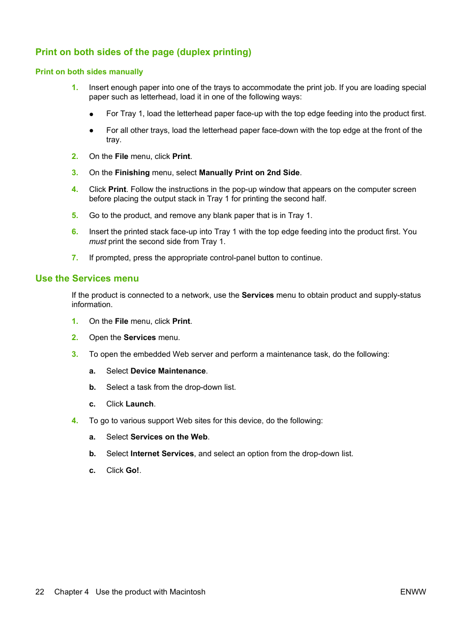 Use the services menu | HP LaserJet P2035 User Manual | Page 32 / 148