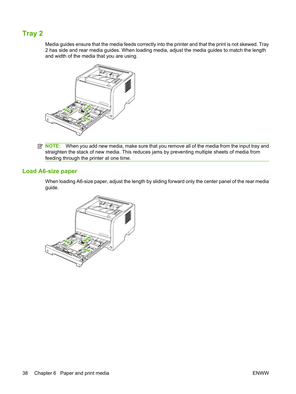 Tray 2, Load a6-size paper | HP LaserJet P2035 User Manual | Page 48 / 148