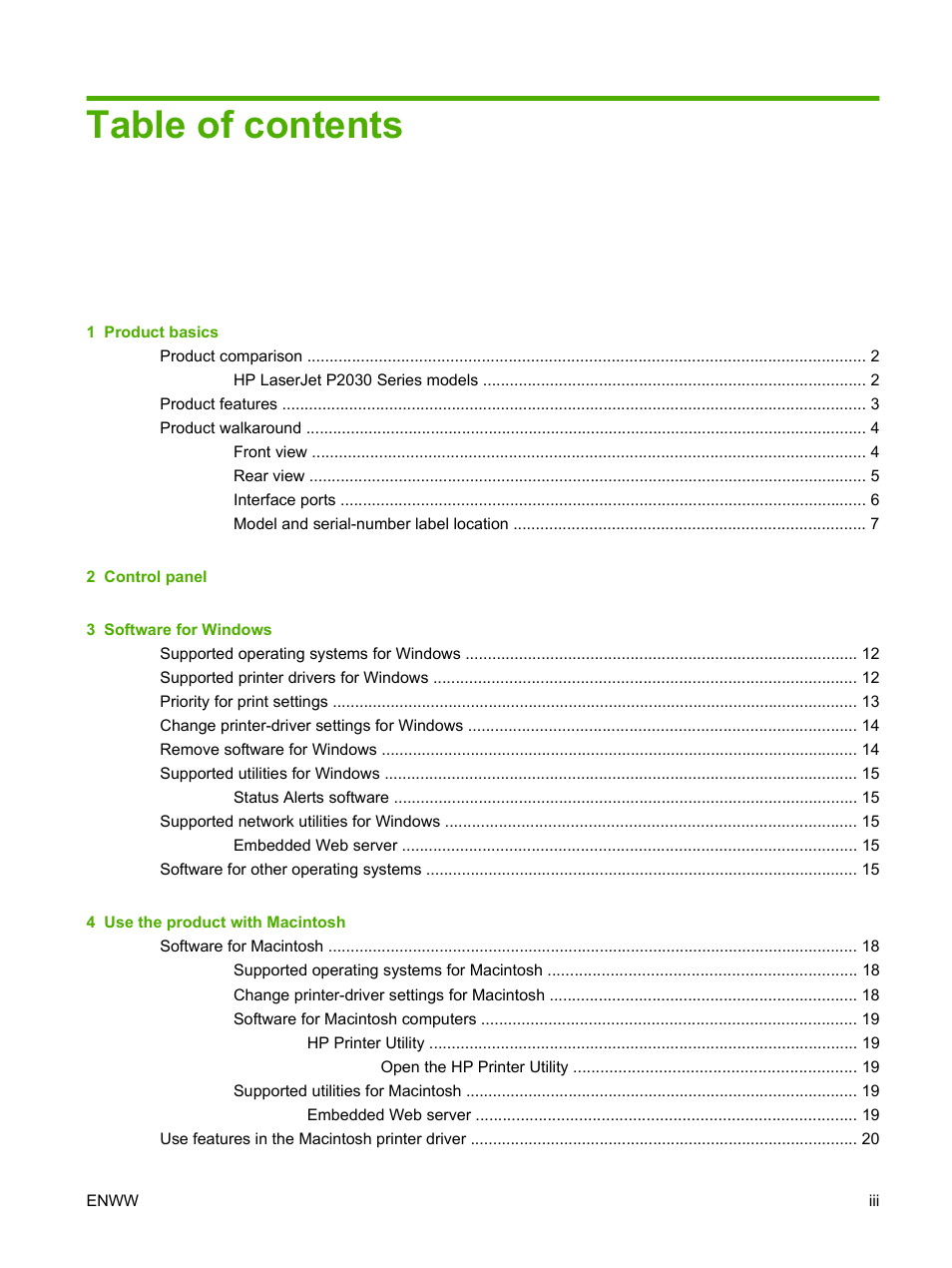 HP LaserJet P2035 User Manual | Page 5 / 148
