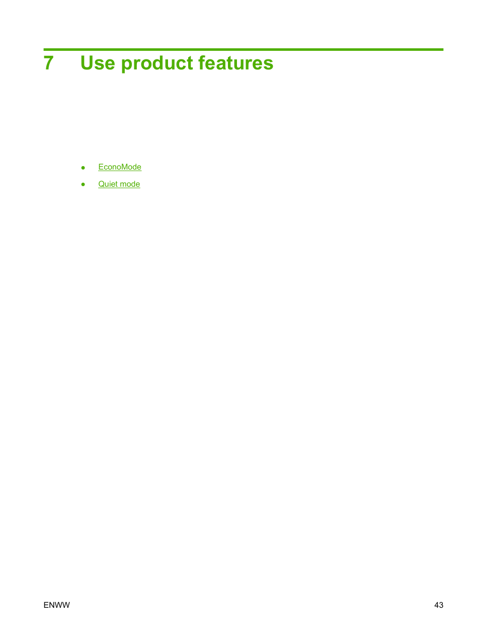 Use product features, 7 use product features, 7use product features | HP LaserJet P2035 User Manual | Page 53 / 148