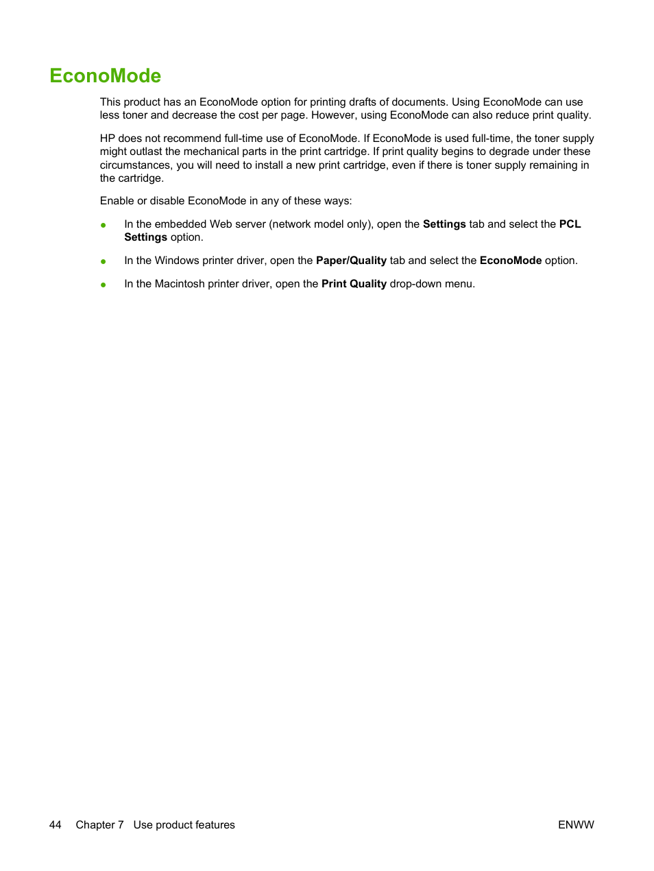 Economode | HP LaserJet P2035 User Manual | Page 54 / 148