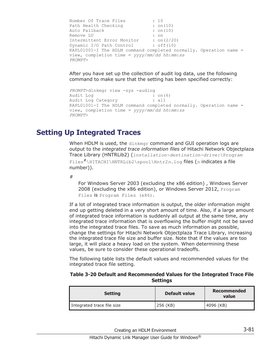Setting up integrated traces, Setting up integrated traces -81 | HP XP P9500 Storage User Manual | Page 149 / 440