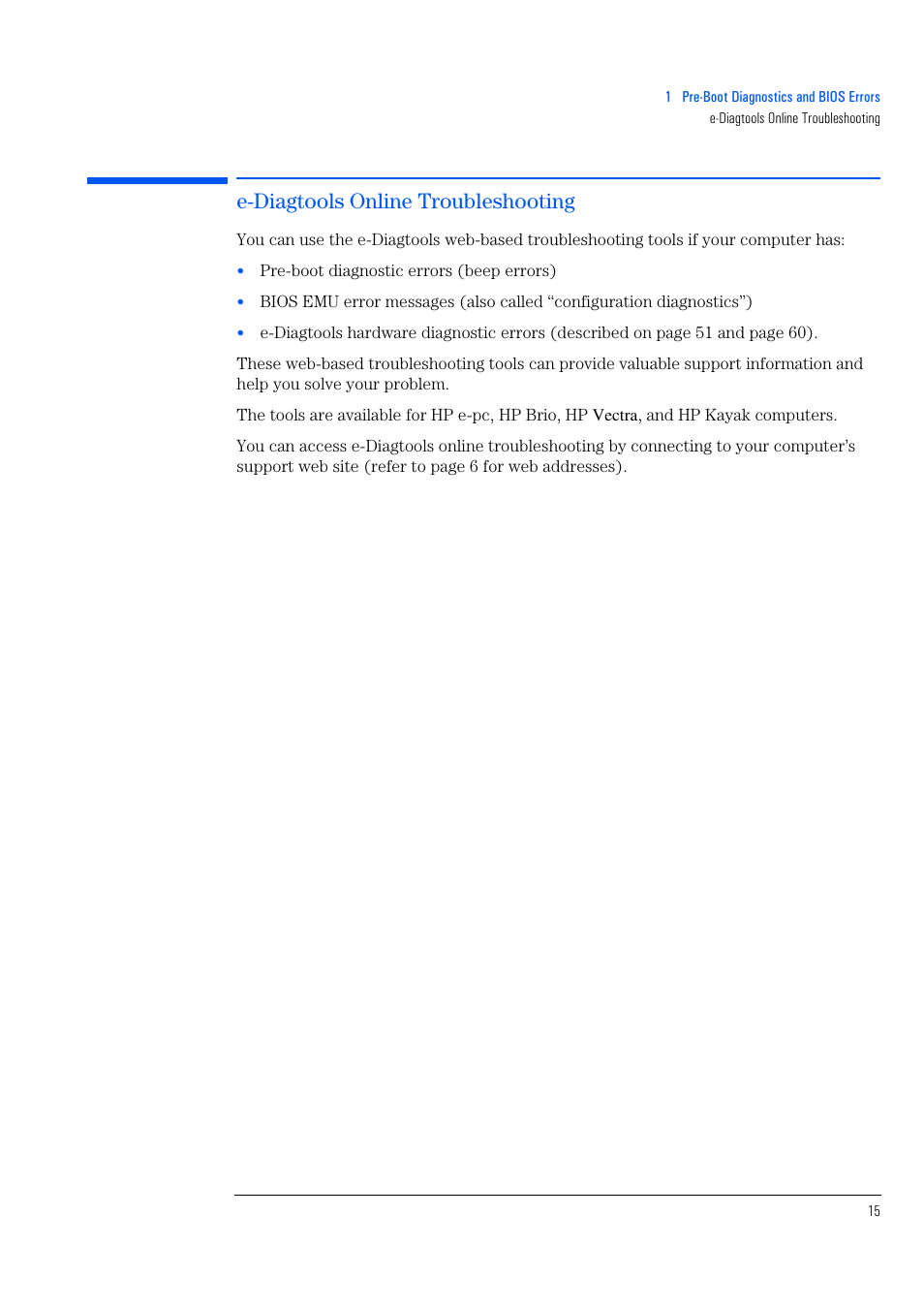 E-diagtools online troubleshooting | HP e-PC c10s10 User Manual | Page 15 / 82
