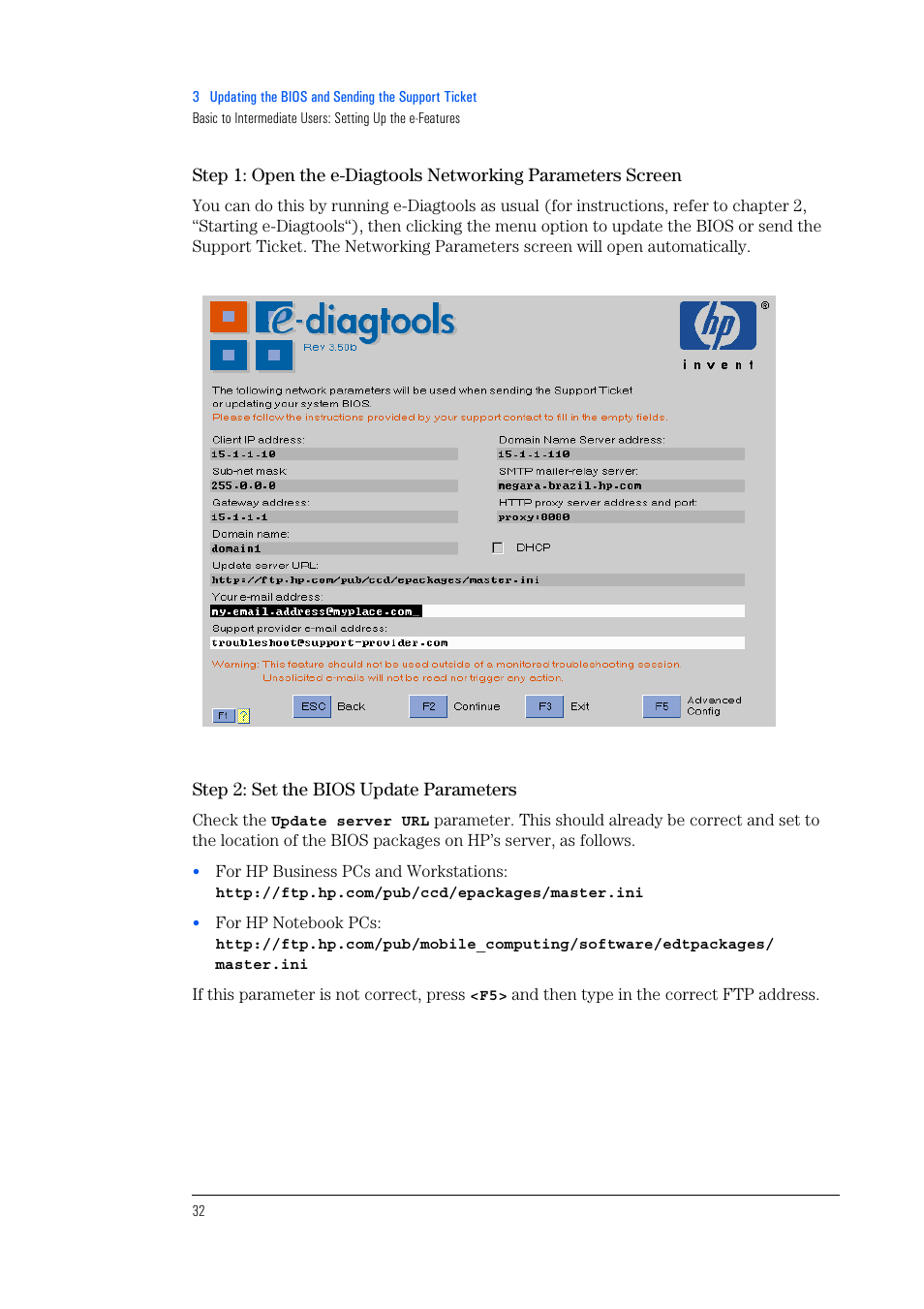 Step 2: set the bios update parameters | HP e-PC c10s10 User Manual | Page 32 / 82
