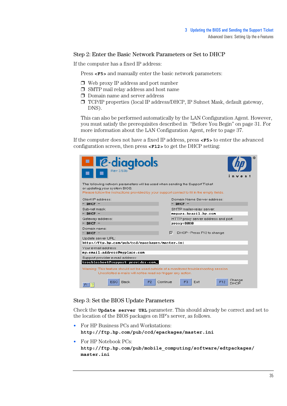 Step 3: set the bios update parameters | HP e-PC c10s10 User Manual | Page 35 / 82