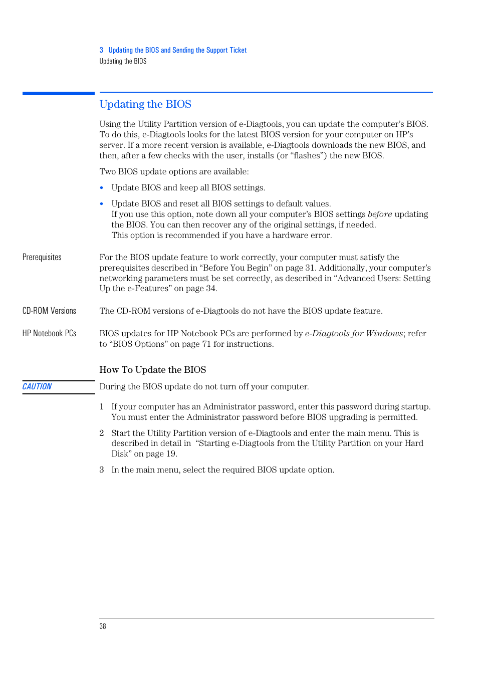 Updating the bios, How to update the bios | HP e-PC c10s10 User Manual | Page 38 / 82