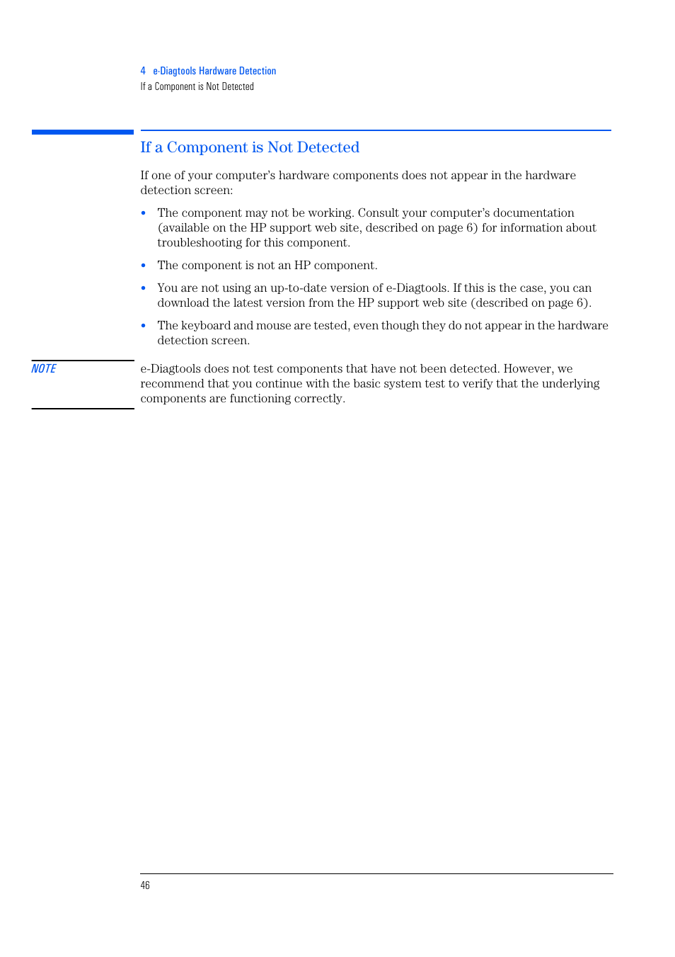 If a component is not detected | HP e-PC c10s10 User Manual | Page 46 / 82