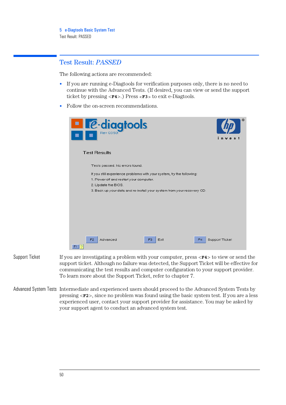 Test result: passed | HP e-PC c10s10 User Manual | Page 50 / 82