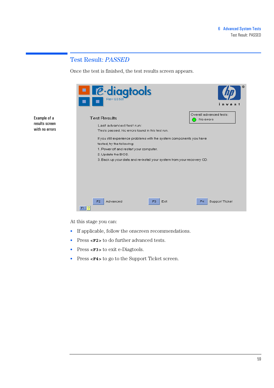 Test result: passed | HP e-PC c10s10 User Manual | Page 59 / 82