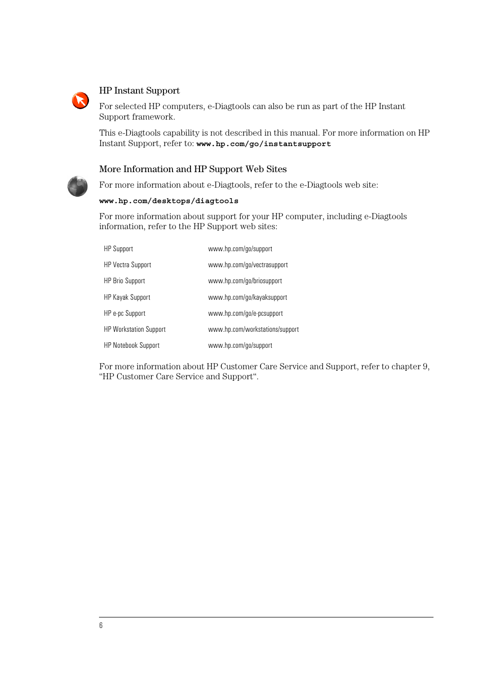 Support web site (refer to | HP e-PC c10s10 User Manual | Page 6 / 82