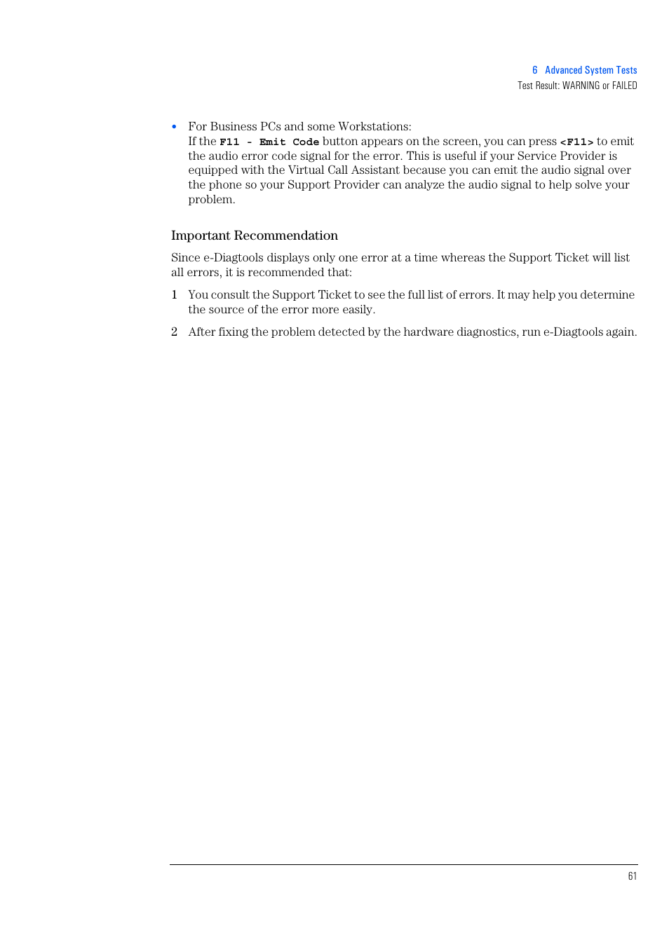 Important recommendation | HP e-PC c10s10 User Manual | Page 61 / 82
