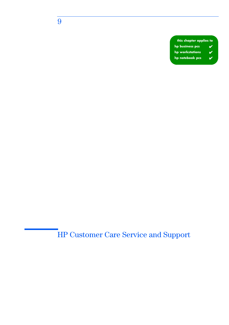 9 hp customer care service and support, 9hp customer care service and support | HP e-PC c10s10 User Manual | Page 75 / 82