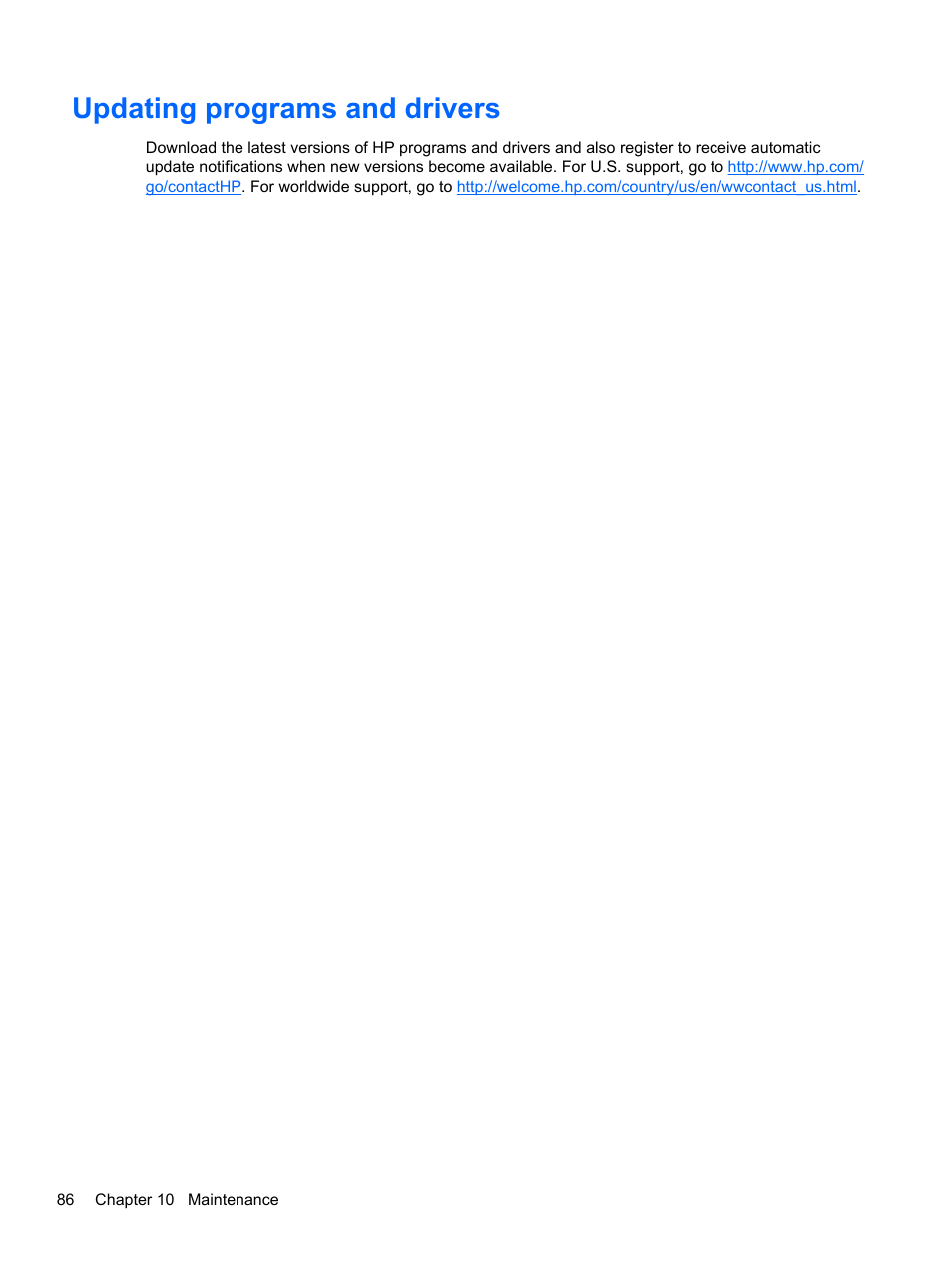 Updating programs and drivers | HP ProBook 4340s Notebook-PC User Manual | Page 96 / 125