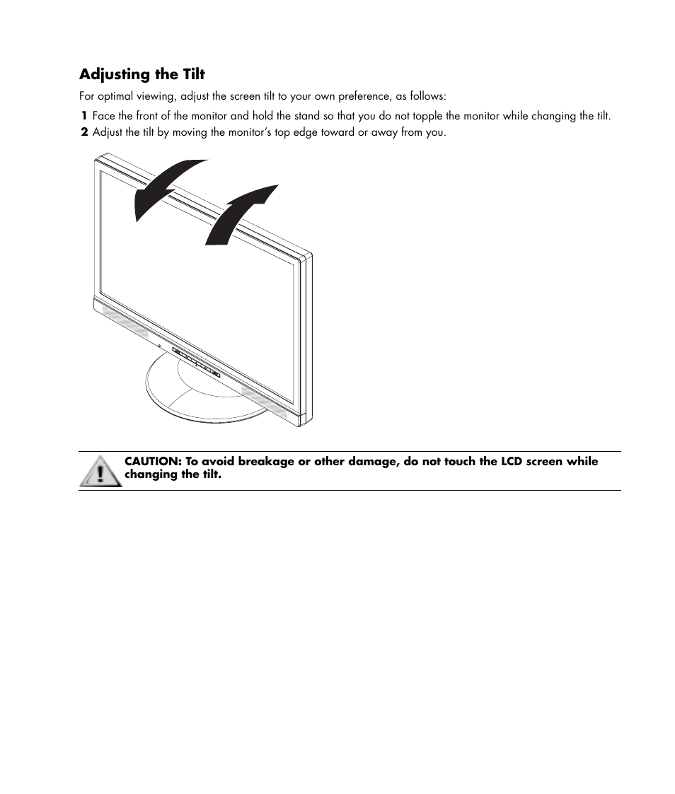 Adjusting the tilt | HP w19e 19 inch LCD Monitor User Manual | Page 7 / 32