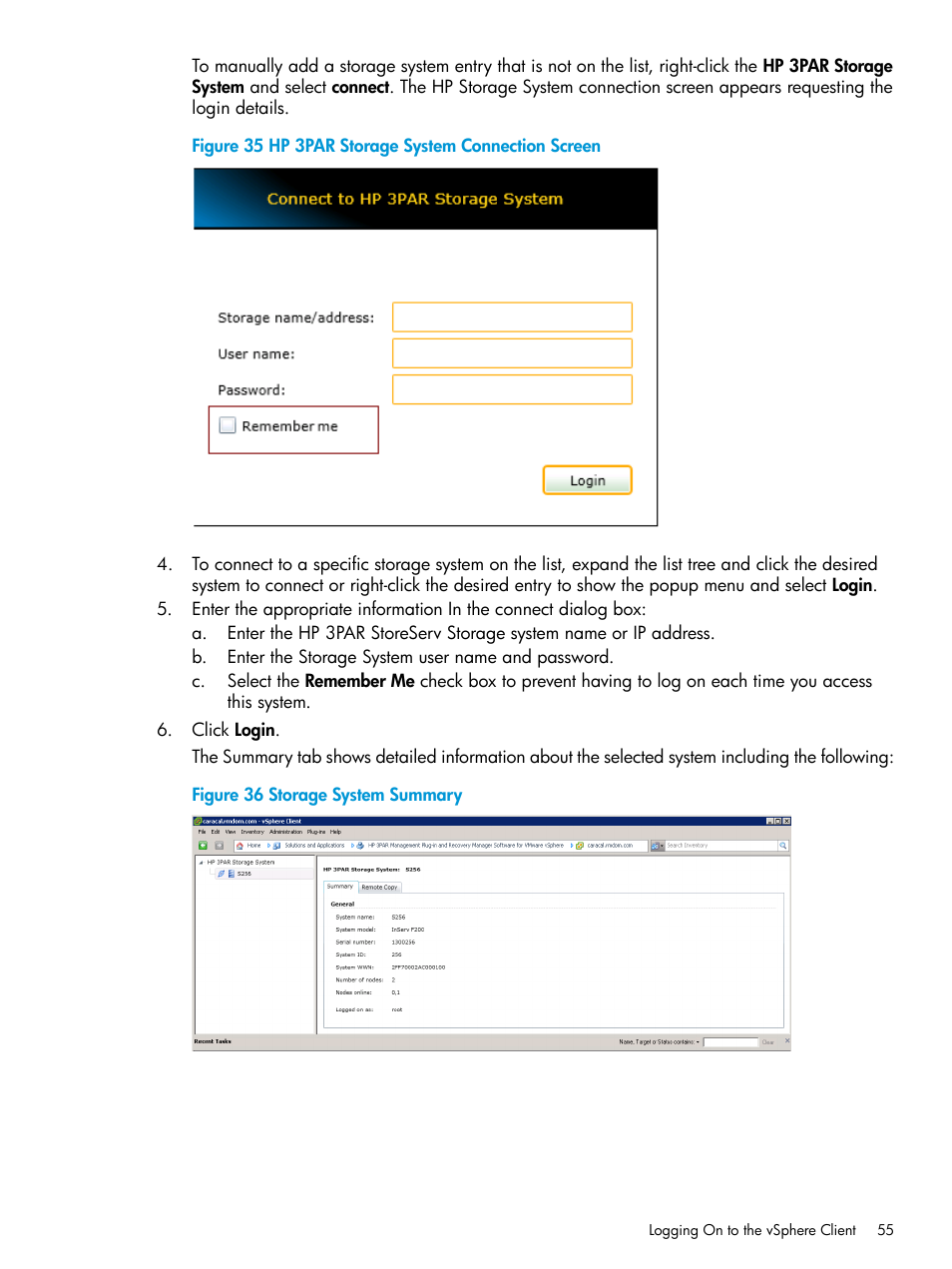 HP 3PAR Application Software Suite for VMware User Manual | Page 55 / 126