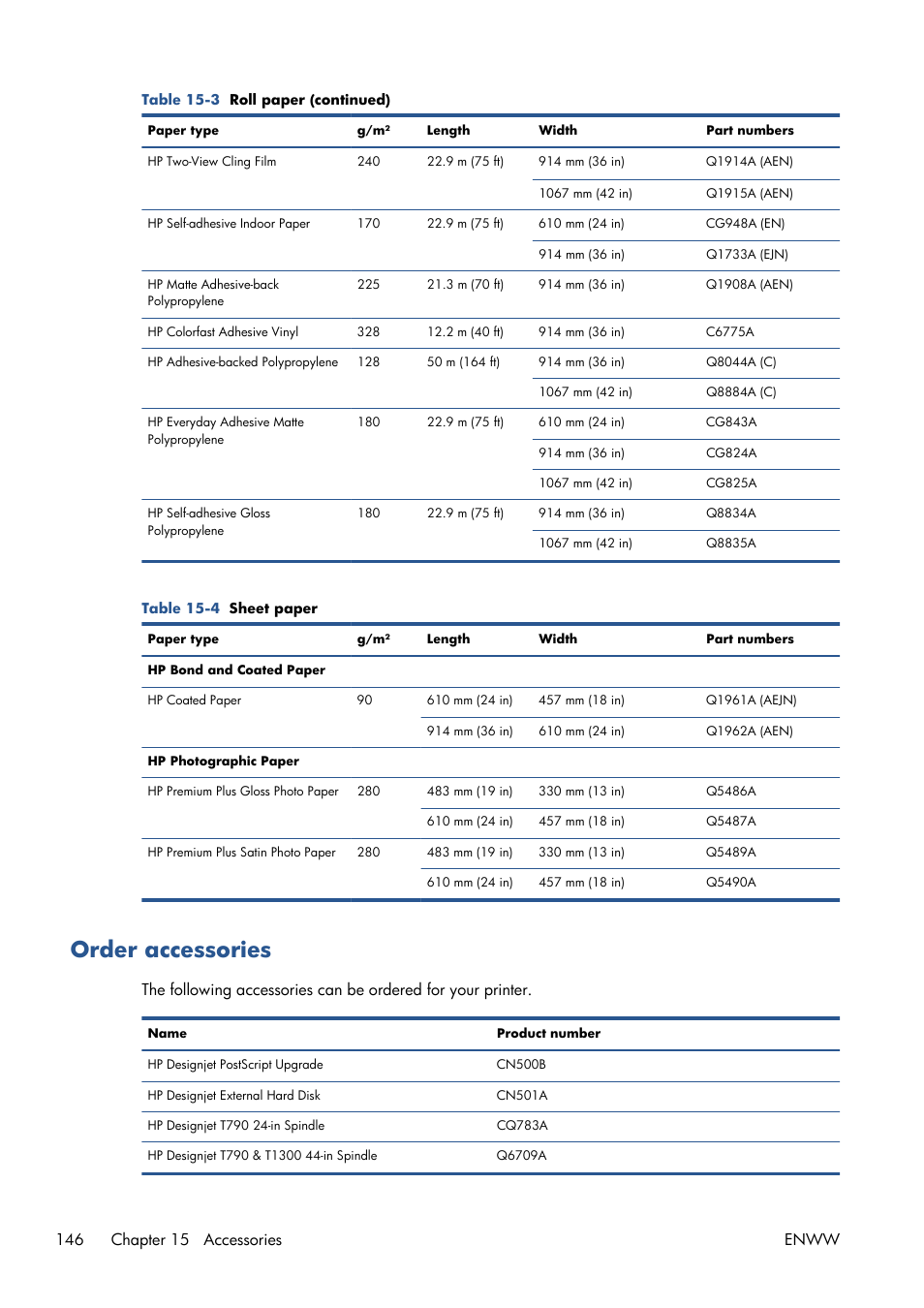 Order accessories | HP Designjet T1300 ePrinter User Manual | Page 154 / 224