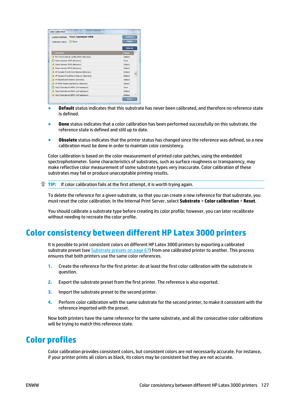 Color profiles | HP Latex 3000 Printer User Manual | Page 133 / 312