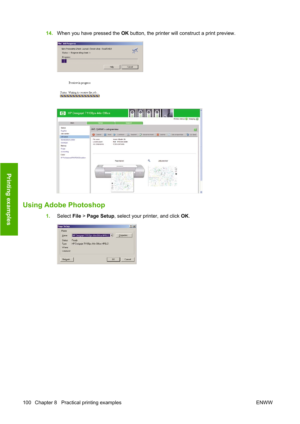 Using adobe photoshop | HP Designjet T1100 MFP series User Manual | Page 112 / 220